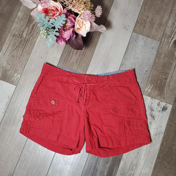 UNIONBAY Red Cotton Shorts with Pockets Juniors Size 5 - Picture 1 of 16